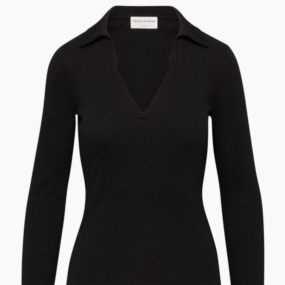 Denim Forum The Kaye Polo Longsleeve top - Black